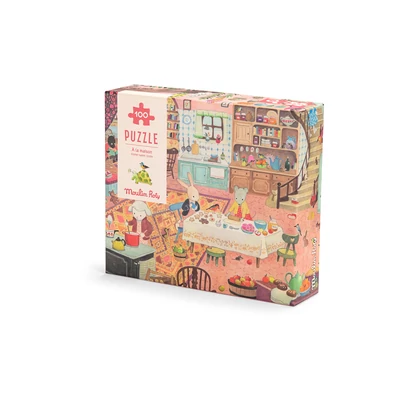 A nagy család - A házikóban puzzle - kirakó (100 darabos)