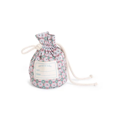 Moulin Roty - Játékidő - Üveggolyó szett vászon zsákban - virágos