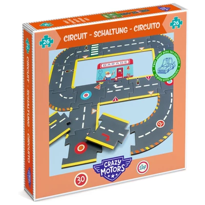 CRAZY MOTORS autópálya - Városi kőrút - City circuit - Giant puzzle - 26 pcs CRAZY MOTORS autópálya - Városi kőrút - City circuit - Giant puzzle - 26 pcs