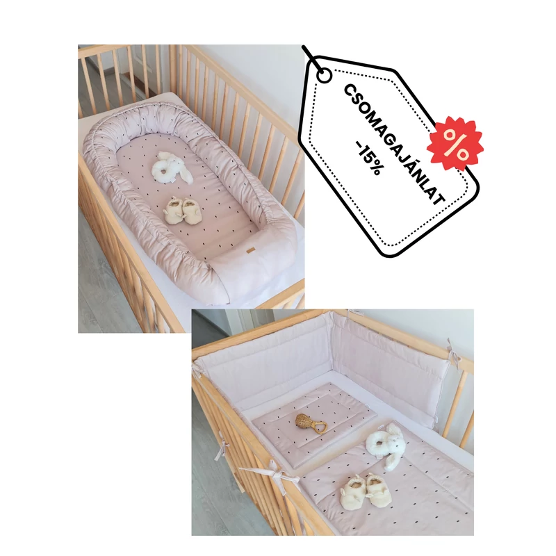 Babafészek - Rácsvédő - Babaágynemű csomag - SAND CONFETTI