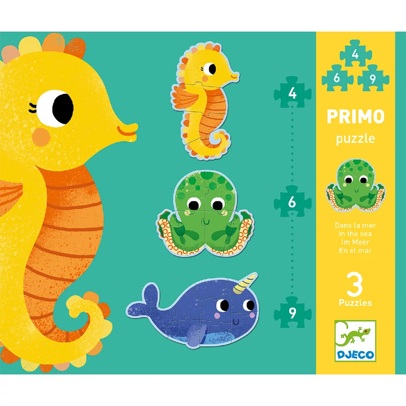 Djeco - Primo puzzle - A tengerben, 4-6-9 db-os