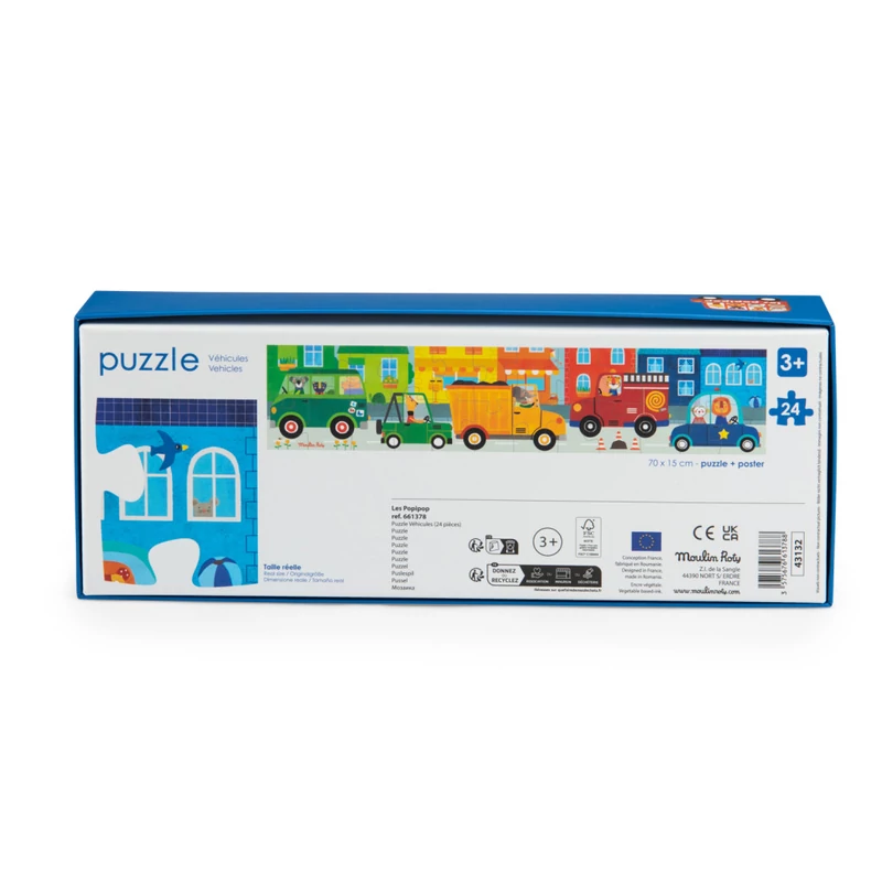 Moulin Roty - Vidámság -  Autós puzzle - kirakó (24 db-os)