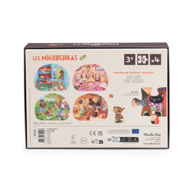 Moulin Roty - Aprócskák - Mini puzzle - kirakó (4x12 db-os) - Egy szép nap