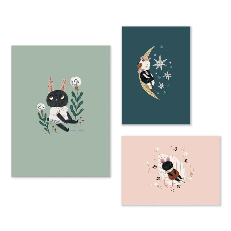 Moulin Roty - Szép képek - 3 db-os poszter szett gyerekszobába - Eső után