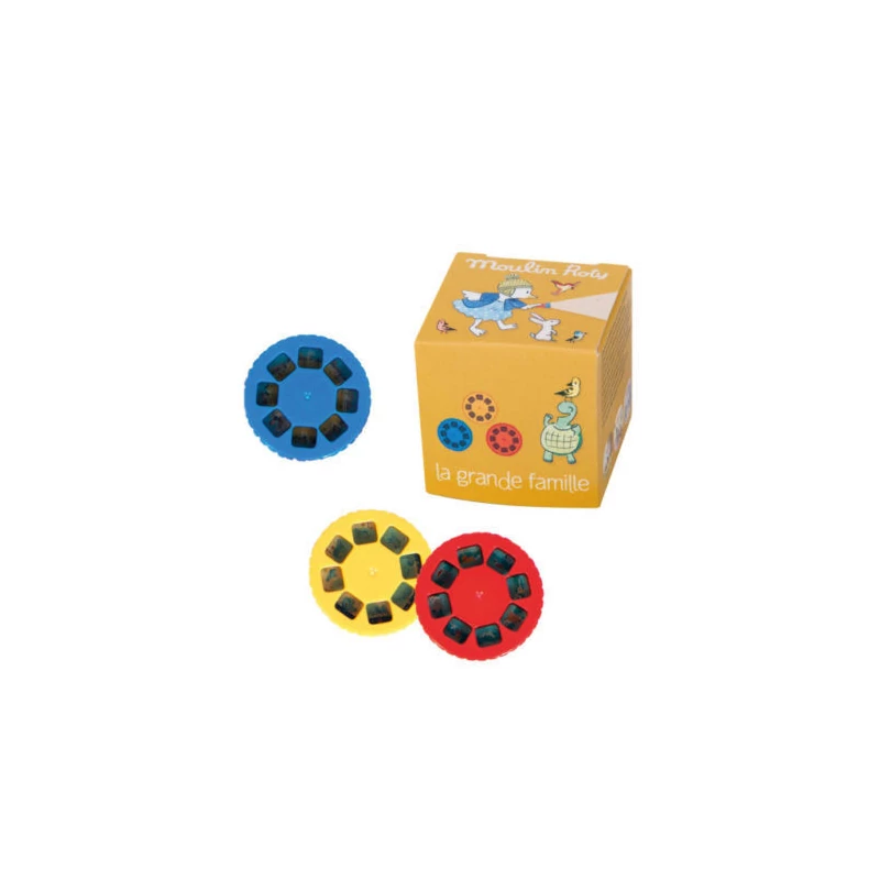 Moulin Roty - Diavetítő lámpák - 3 db lemez dobozban mesevetítőbe - A nagy család