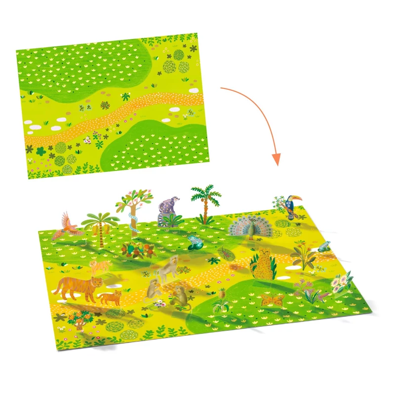 Matricázós sztorik, 3D - Állati élőhelyek - Lift-up stickers - Animals