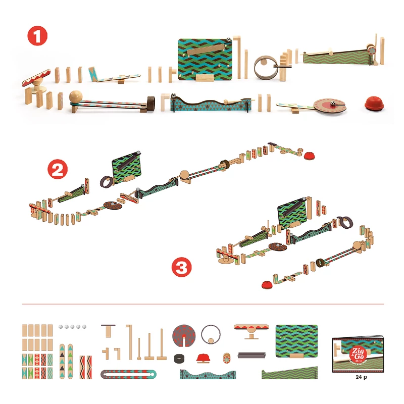 Építőjáték - Sokasodó golyózó, 48 db-os - Zig and Go - Big Boum Wall