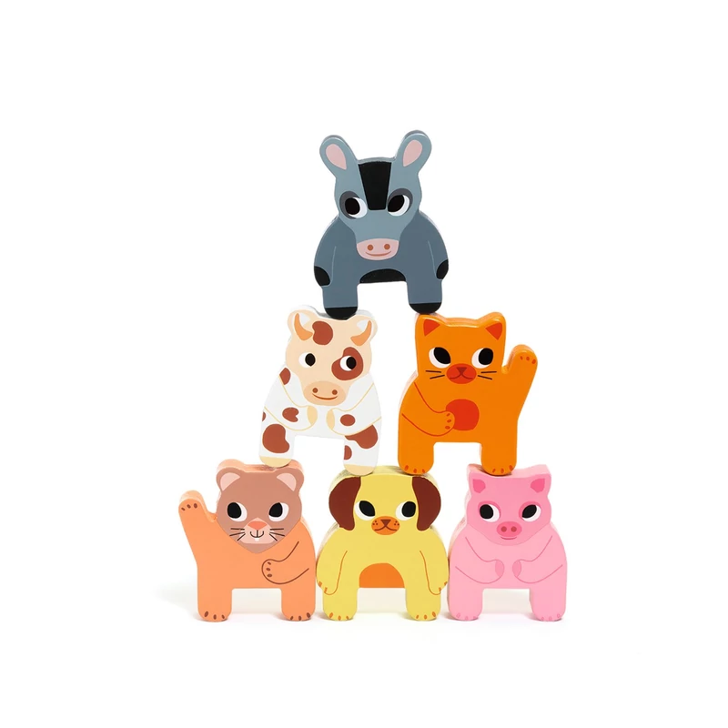 Húzható- és építőjáték - Tanyasi vonat, 4 vagon + 7 állat - Trainimo Farm