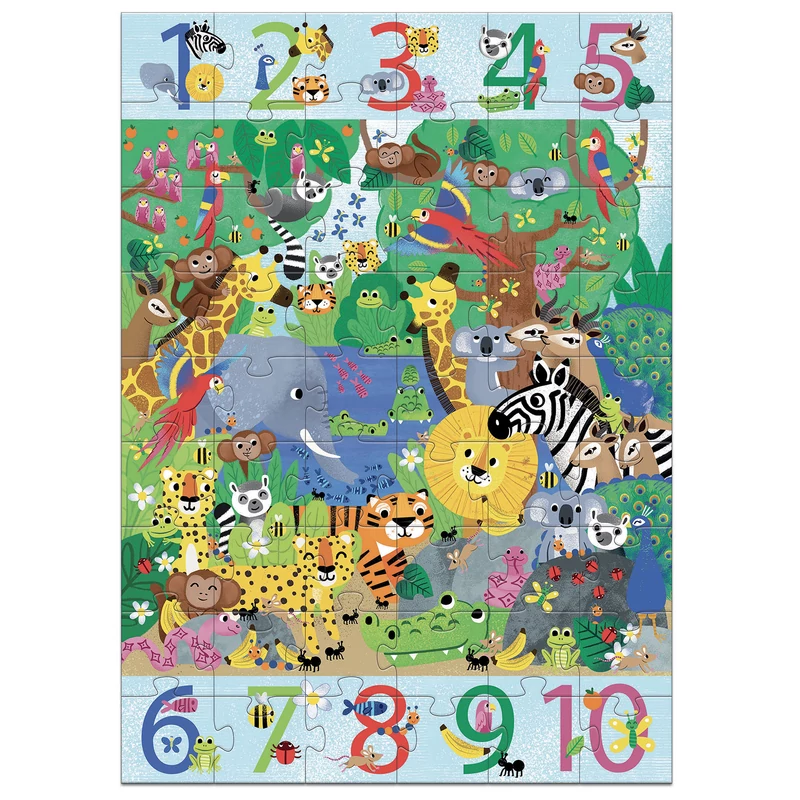 Megfigyeltető puzzle - Dzsungelben 1-10-ig, 54 db-os - 1 to 10 Jungle