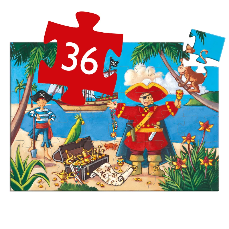 Formadobozos puzzle - Kalózok kincse, 36 db-os - The pirate and his treasure