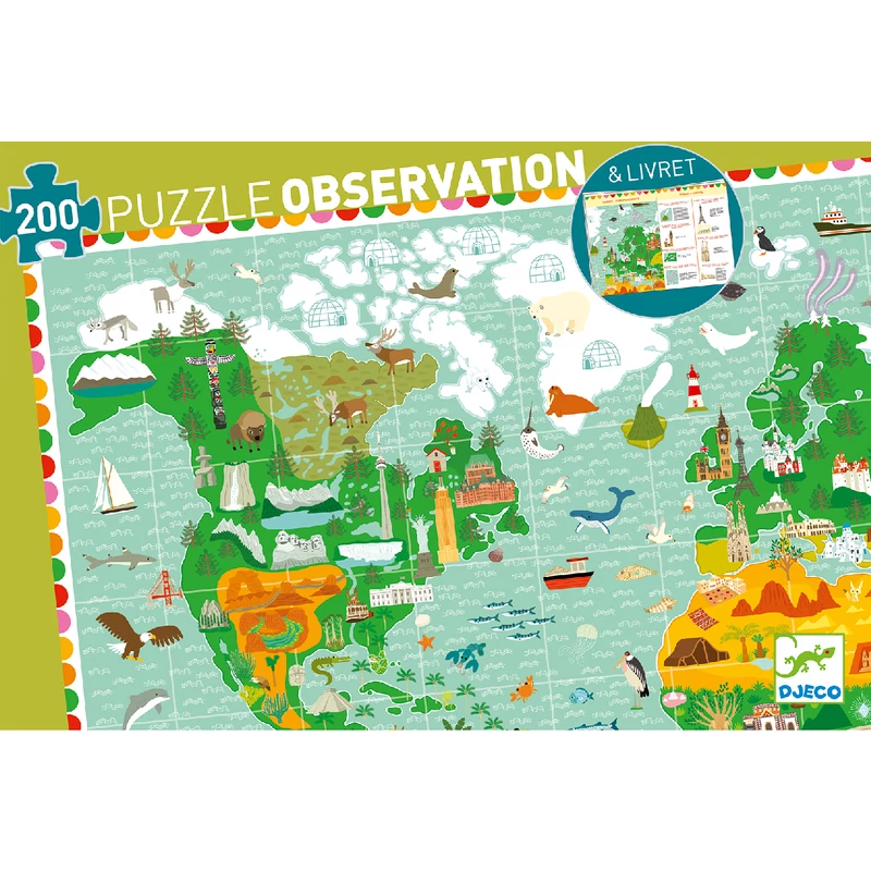 Megfigyeltető puzzle - Lenyűgöző világ, 200 db-os - A round the world + booklet