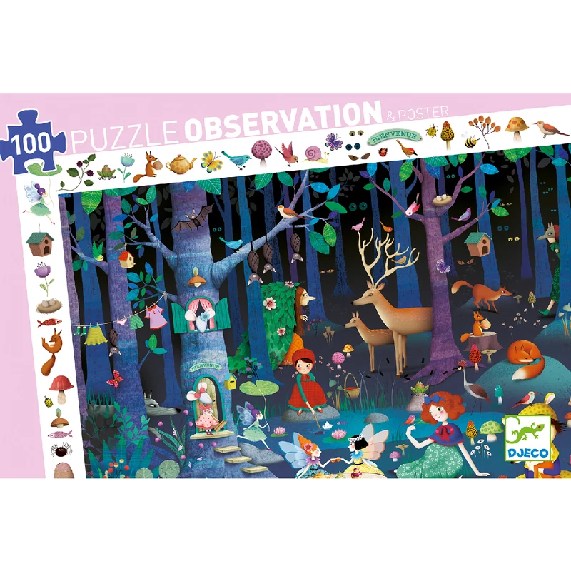 Megfigyeltető puzzle - Elvarázsolt erdő, 100 db-os - Enchanted Forest