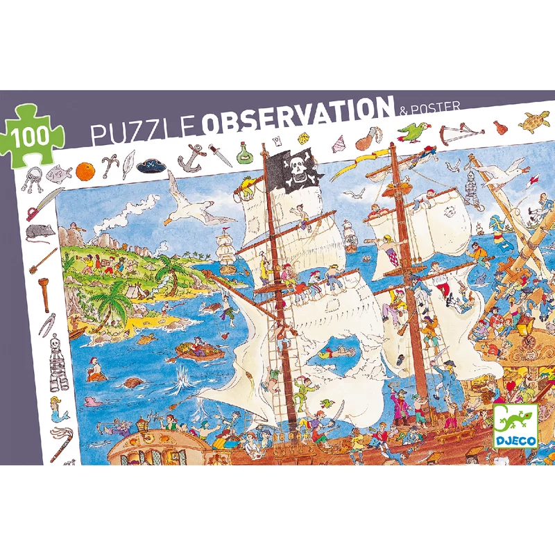 Megfigyeltető puzzle - Kalózok, 100 db-os - Pirates