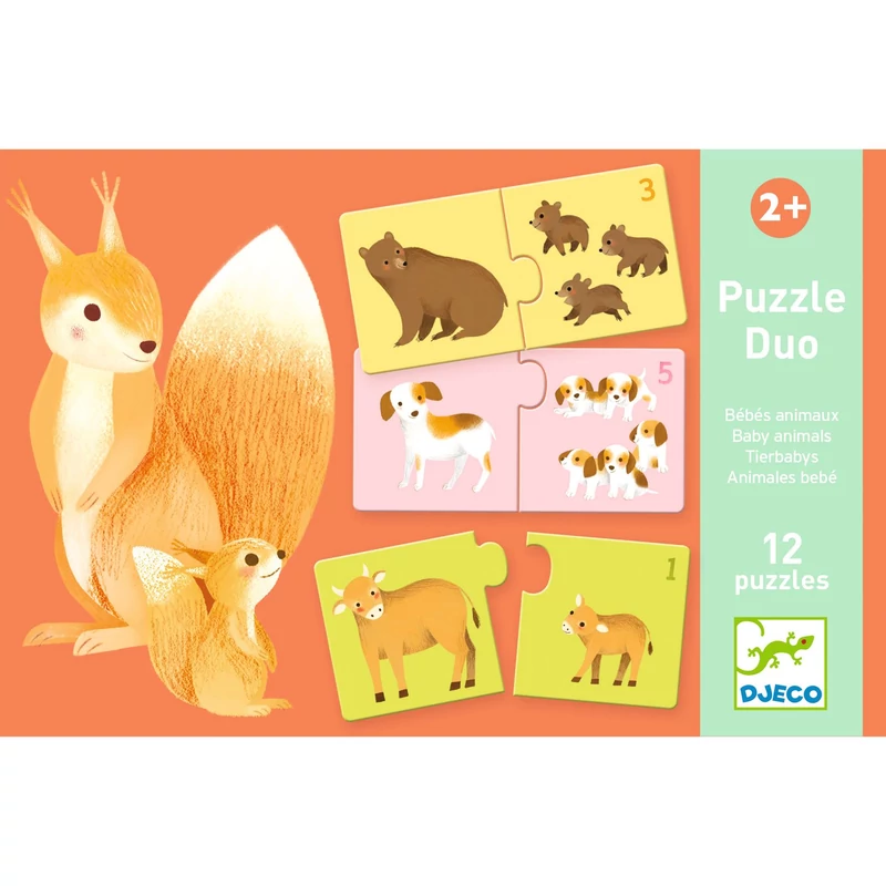 Párosító puzzle - Kié a kölyök, 24 db-os - Baby animals