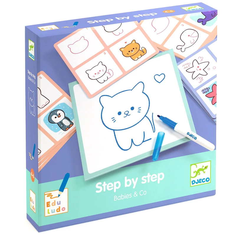 Rajzolás lépésről lépésre - Állatkölykök - Eduludo Step by step Babies and Co