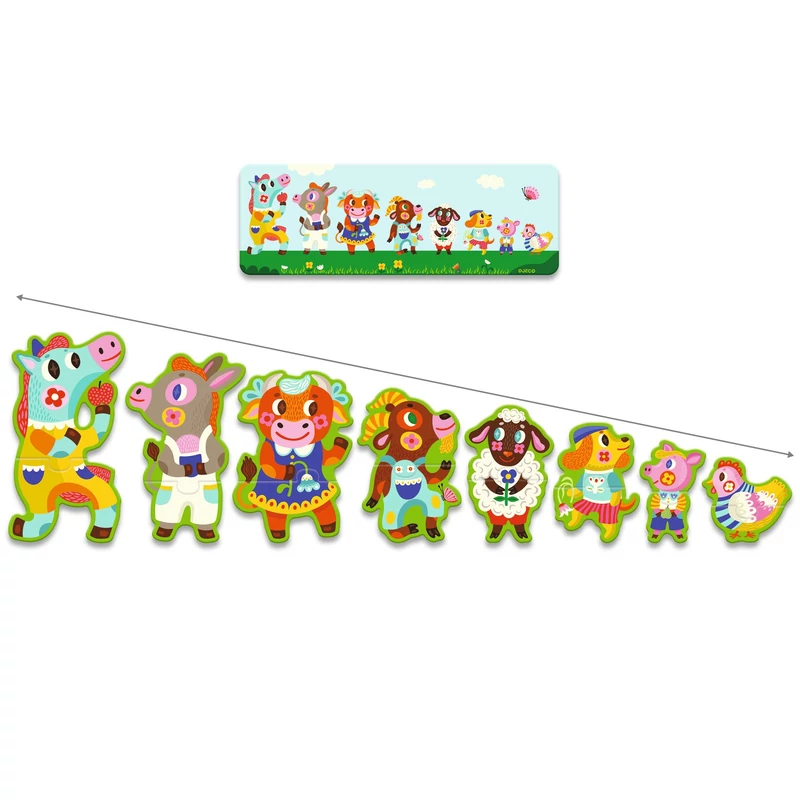 Sorozatkirakó puzzle - Nagyok és kicsik a tanyán, 16 db-os - Big and small on the farm