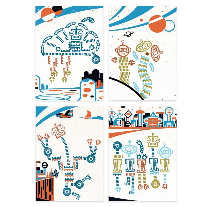 Kreatív nyomdakészlet - Idegen robotok - Alien robots