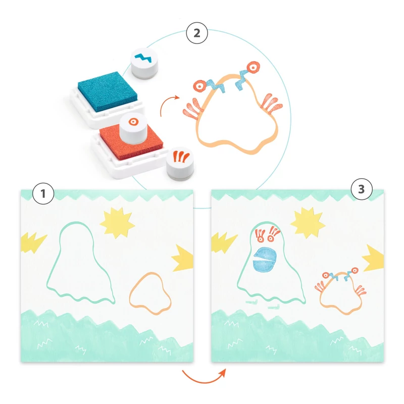 Kreatív nyomdakészlet - Szörnyikék - Up and away